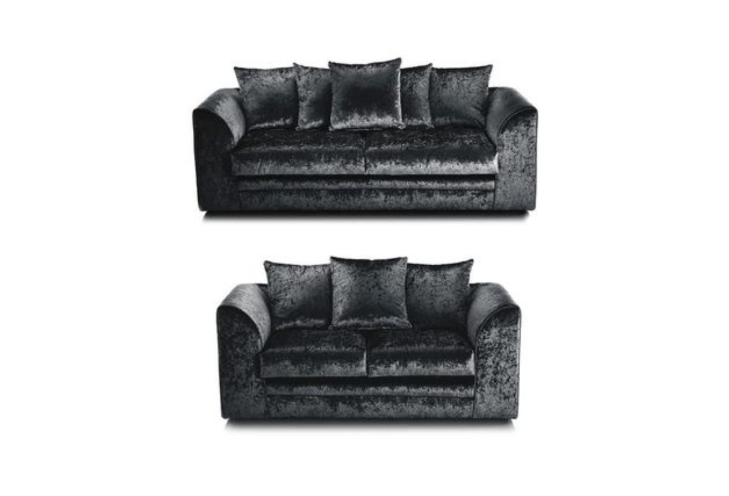 Crushed Velvet Black Dylan 3+2 Seater Sofa