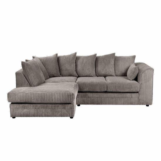 Dylan Jumbo Cord Fabric Corner Sofa - Grey