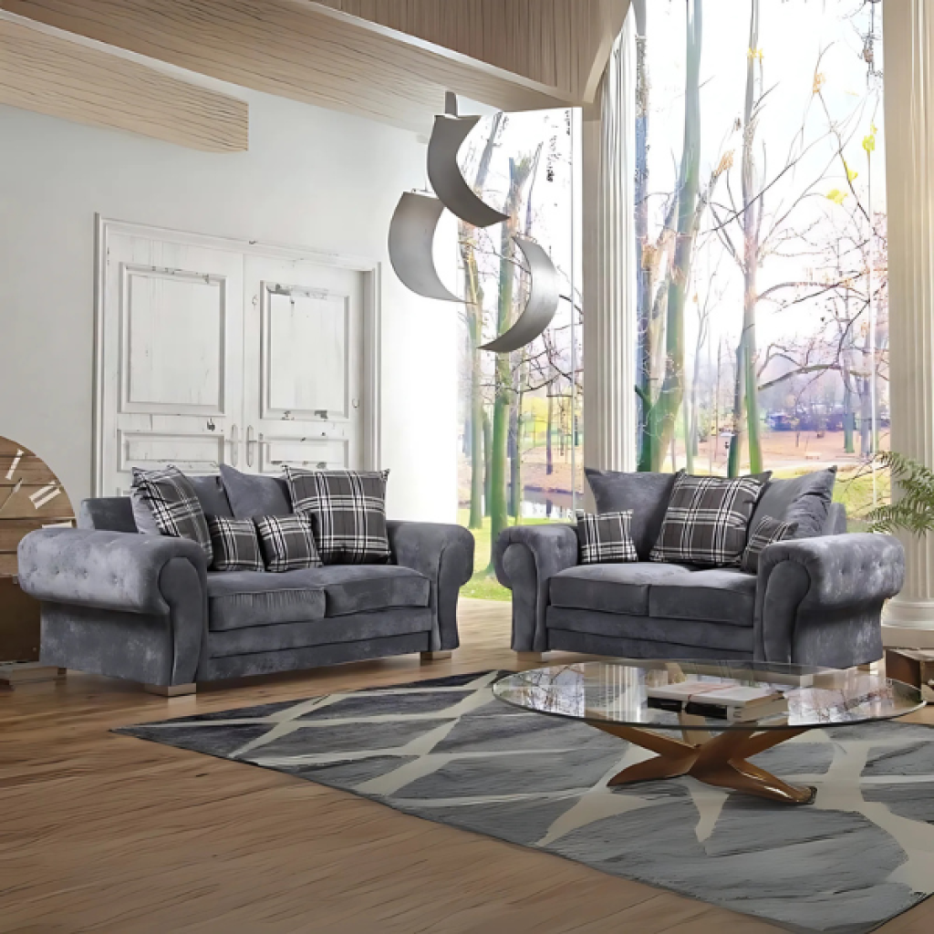 Verona 3+2 Seater Grey Sofa Set in Premium Kensington Fabric