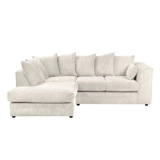 Dylan Jumbo Cord Fabric Corner Sofa - Cream